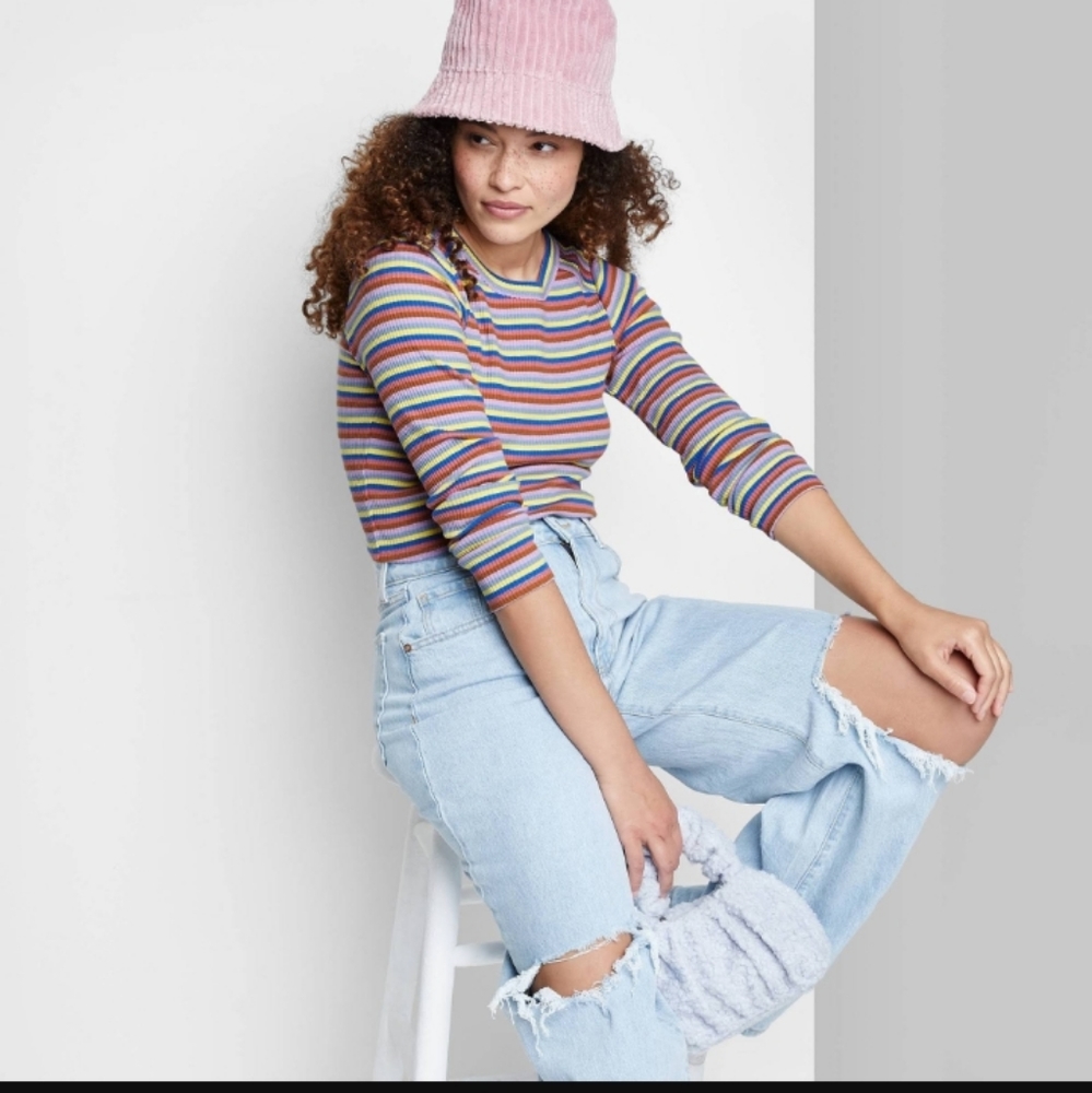 Striped Long Sleeve Crop Top